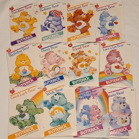Care Bears Butterick Sewing PatternsVintage 1980s Stuffed Toy Plush Crafts